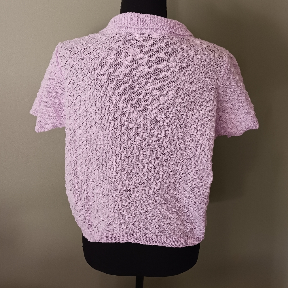 Lavender Lightweight Cardigan with Short Sleeves - Picture 4 of 9